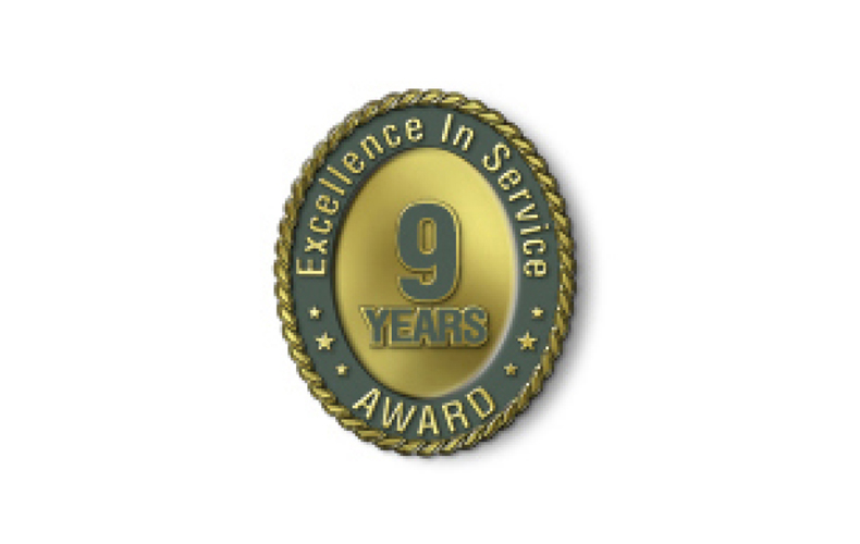 Excellence in Service - 9 Year Award